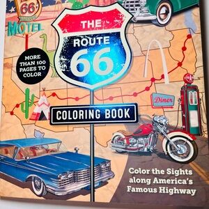 Route 66 Coloring Book Adult Relaxation Cars Roadtrip USA Diners Americana